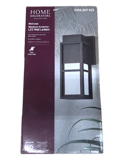 Home Decorators Collection Melrose 10.25 in. 1-Light Sand Black LED Outdoor Wall Mount Lantern