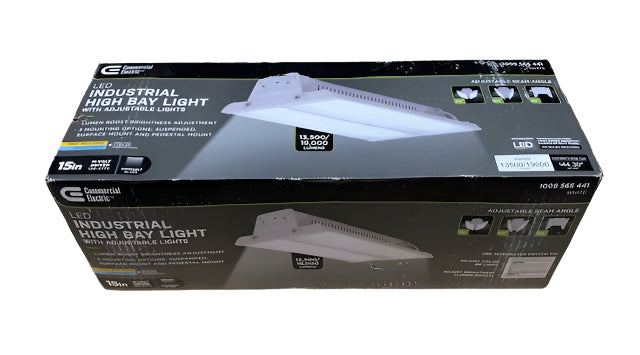 Commercial Electric 15 in. 19000 Lumens 138-Watts Adjustable Beam Multiple CCT & Lumens Integrated LED High Bay Light 120-277V Dimmable