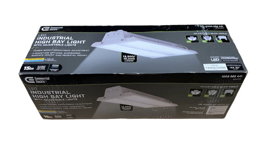 Commercial Electric 15 in. 19000 Lumens 138-Watts Adjustable Beam Multiple CCT & Lumens Integrated LED High Bay Light 120-277V Dimmable