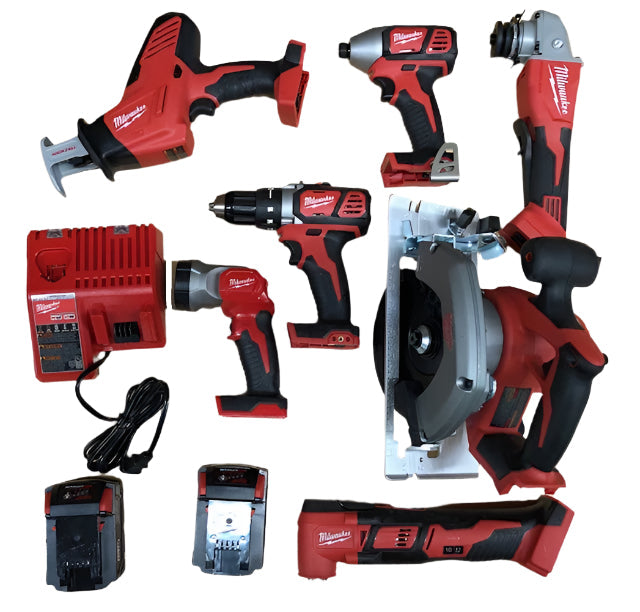 Milwaukee M18 18-Volt Lithium-Ion Cordless Combo Kit 7-Tool with 2-Batteries, Charger and Tool Bag
