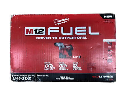 Milwaukee M12 FUEL 12V Lithium-Ion Brushless Cordless 5/8 in. SDS Plus Rotary Hammer Kit with One 4.0Ah Battery and Bag