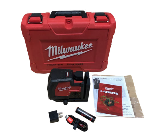 Milwaukee 100 ft. REDLITHIUM Lithium-Ion USB Green Rechargeable Cross Line Laser Level with Charger