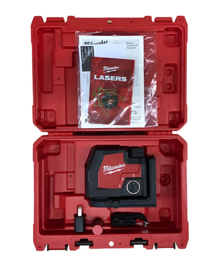 Milwaukee 100 ft. REDLITHIUM Lithium-Ion USB Green Rechargeable Cross Line Laser Level with Charger