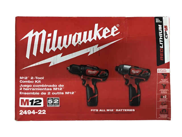 Milwaukee M12 12V Lithium-Ion Cordless Drill Driver/Impact Driver Combo Kit with Two 1.5Ah Batteries, Charger and Bag (2-Tool)