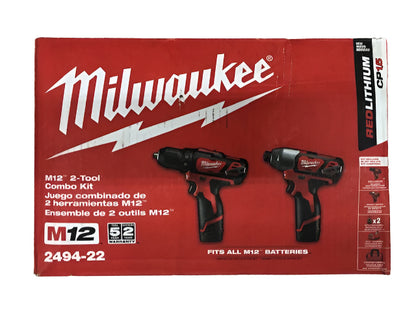 Milwaukee M12 12V Lithium-Ion Cordless Drill Driver/Impact Driver Combo Kit with Two 1.5Ah Batteries, Charger and Bag (2-Tool)