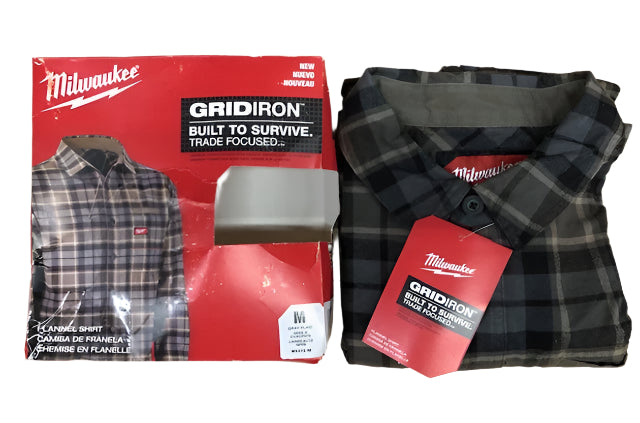 Milwaukee Men's Medium Gray GRIDIRON Flannel Shirt