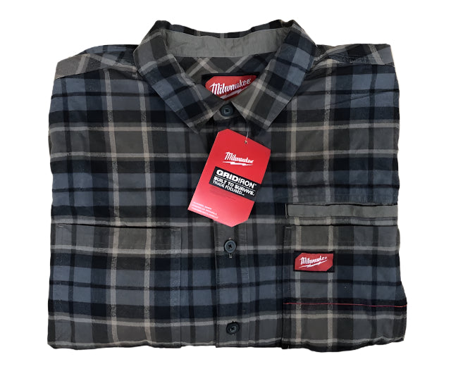 Milwaukee Men's Large Gray GRIDIRON Flannel Shirt