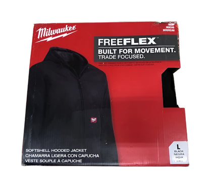 Milwaukee Men's Large Black FREEFLEX Softshell Hooded Jacket