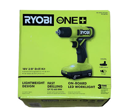 RYOBI ONE+ 18V Cordless 3/8 in. Drill/Driver Kit with 1.5 Ah Battery and Charger