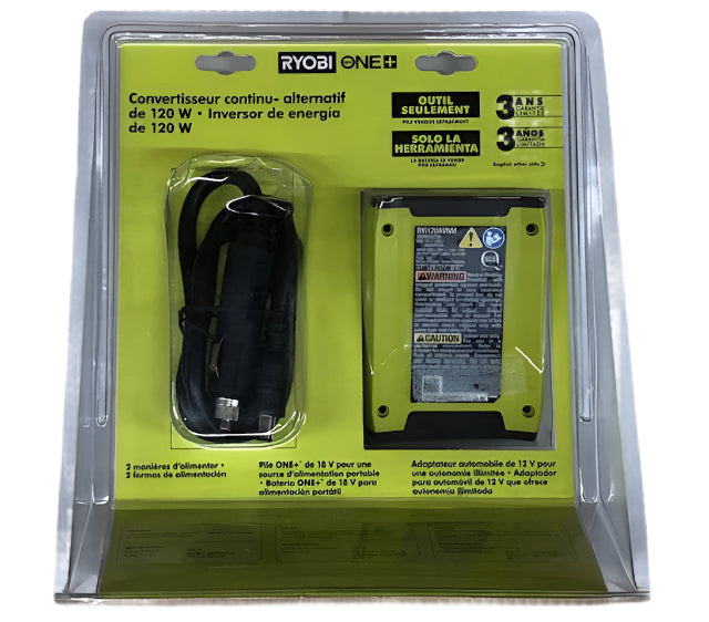 RYOBI ONE+ 18V 120-Watt 12V Automotive Power Inverter with Dual USB Ports