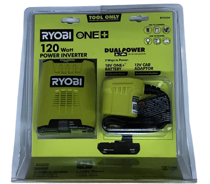 RYOBI ONE+ 18V 120-Watt 12V Automotive Power Inverter with Dual USB Ports
