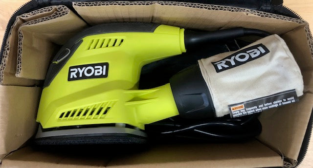 RYOBI 1.2 Amp Corded 5.5 in. Corner Cat Sander with Dust Bag, Sample Sandpaper, and Storage Case
