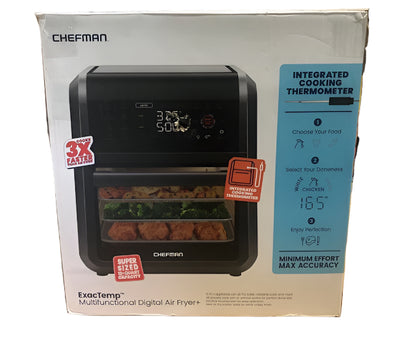 Chefman - ExacTemp 12 Quart 5-in-1 Air Fryer with Integrated Smart Thermometer, 28 Presets - Black