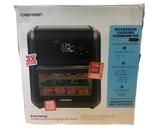 Chefman - ExacTemp 12 Quart 5-in-1 Air Fryer with Integrated Smart Thermometer, 28 Presets - Black