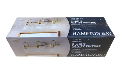 Hampton Bay Hensley 21 in. 3-Light Gold and Faux Marble Bathroom Vanity Light Fixture