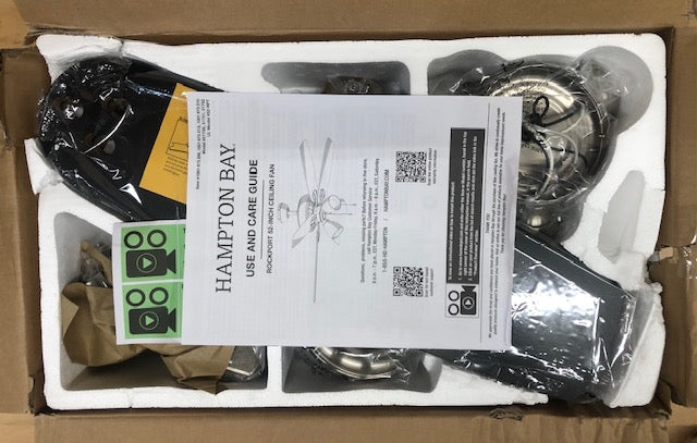 Hampton Bay Rockport 52 in. Indoor LED Brushed Nickel Ceiling Fan with Light Kit, Downrod, Reversible Blades and Reversible Motor