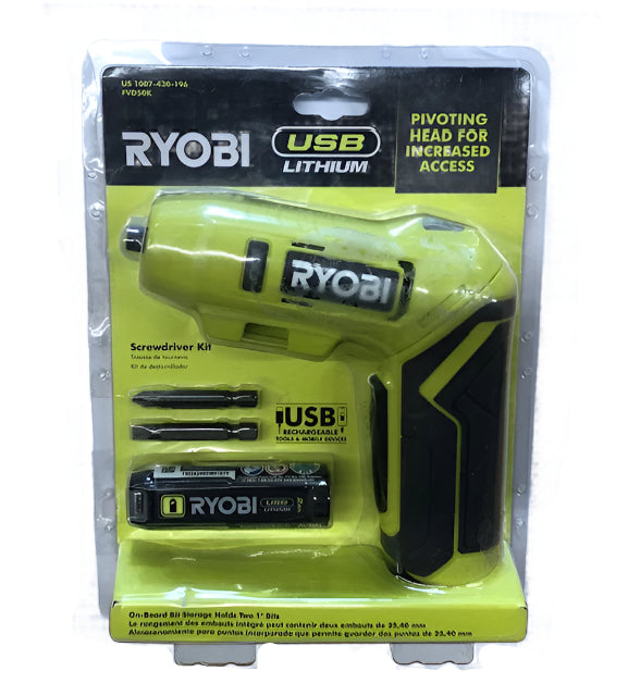 RYOBI USB Lithium Screwdriver Kit with 2.0 Ah USB Lithium Battery and Charging Cable