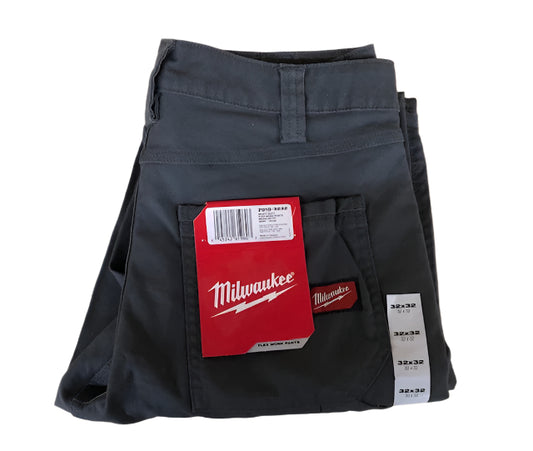 Milwaukee Men's 32 in. x 32 in. Gray Cotton/Polyester/Spandex Flex Work Pants with 6 Pockets
