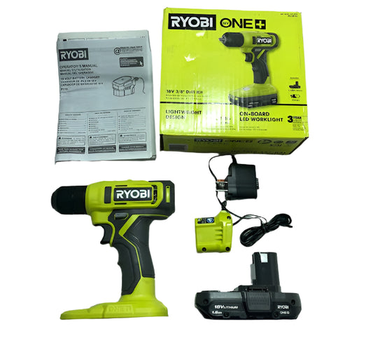 RYOBI ONE+ 18V Cordless 3/8 in. Drill/Driver Kit with 1.5 Ah Battery and Charger