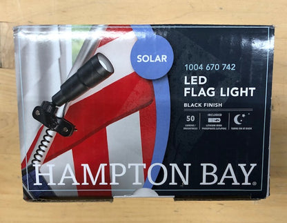 Hampton Bay LED Flag Light 91932, 50 Lumens Solar Power Pole Light, Black Finish