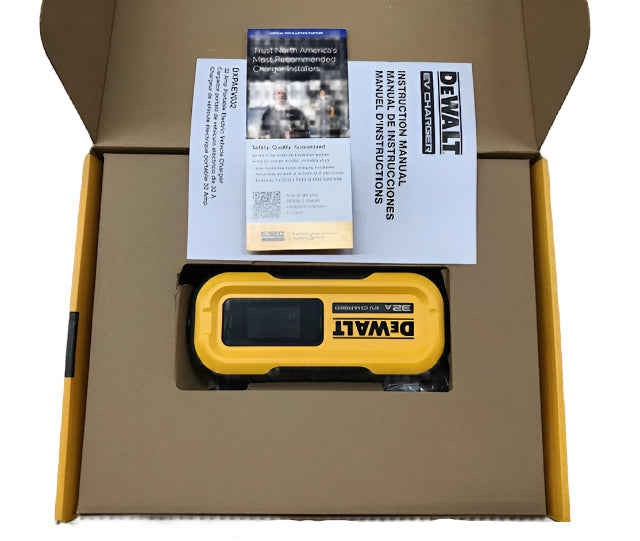 DEWALT Level-2 Portable Electric Vehicle EV Charger up to 32 Amps, 120-240-Volt AC 7.6 KW, 25 Ft. Cable, Weatherproof