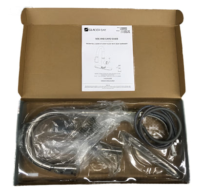 Glacier Bay Kagan Stainless Steel 15 in. H Pull Down Sprayer Kitchen Faucet with 360° Swivel Spout