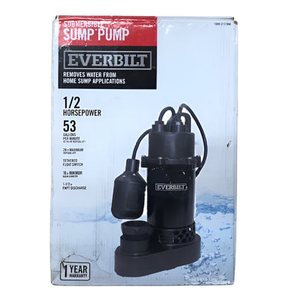 Everbilt 1/2 HP Aluminum Submersible Sump Pump Tether Switch