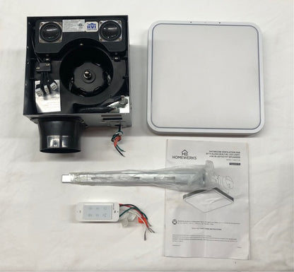 HOMEWERKS 110 CFM LED Ceiling Mounted Bathroom Exhaust Fan with Alexa Voice Assistant and Bluetooth Speakers