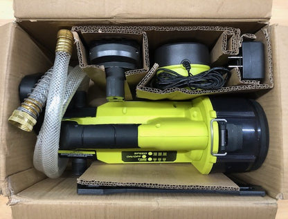 RYOBI ONE+ HP 18V 1/4 hp Cordless Battery Powered Transfer Pump with 2.0 Ah Battery and Charger