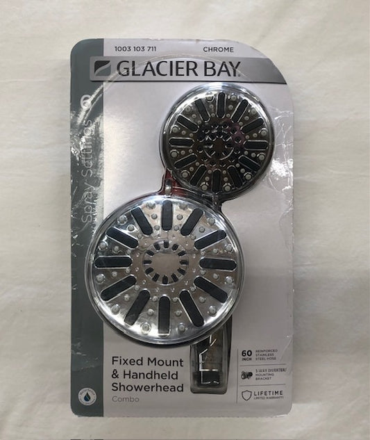Glacier Bay 6-Spray 5 in. Dual Wall Mount Fixed and Handheld Shower Head 1.8 GPM in Chrome