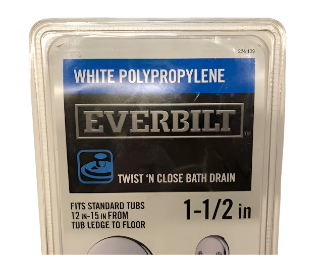 Everbilt Twist and Close 1-1/2 in. White Poly Pipe Bath Waste and Overflow Drain in Chrome
