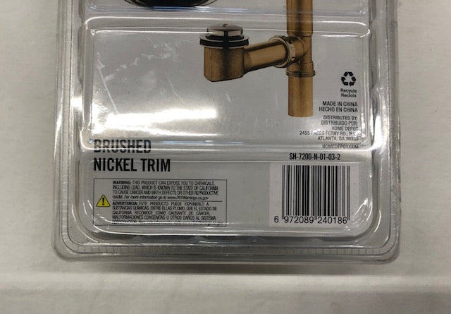 Everbilt Easy Touch 1-1/2 in. 20-Gauge Brass Pipe Bath Waste and Overflow Drain in Brushed Nickel