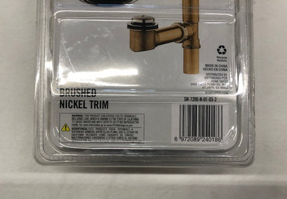 Everbilt Easy Touch 1-1/2 in. 20-Gauge Brass Pipe Bath Waste and Overflow Drain in Brushed Nickel
