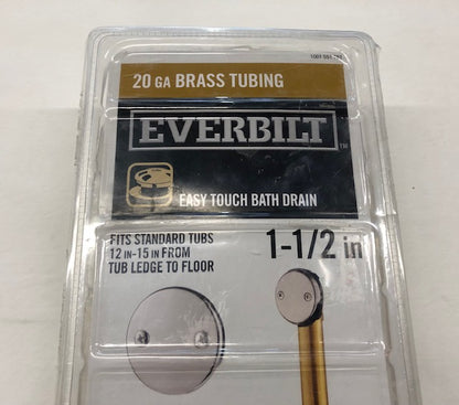 Everbilt Easy Touch 1-1/2 in. 20-Gauge Brass Pipe Bath Waste and Overflow Drain in Brushed Nickel