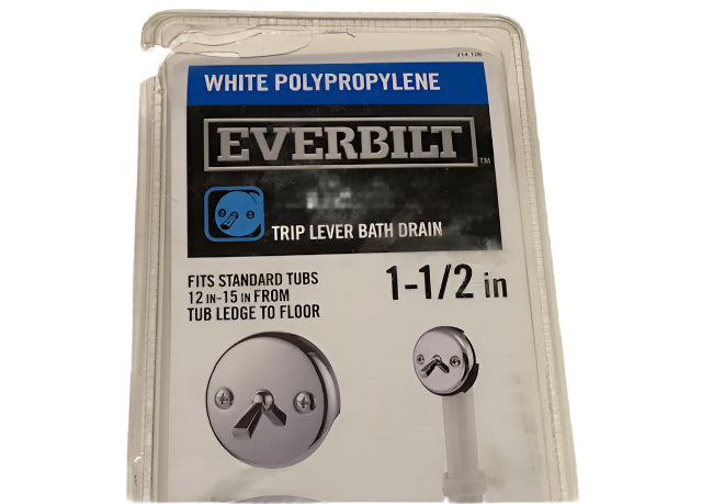 Everbilt Trip Lever 1-1/2 in. White Poly Pipe Bath Waste and Overflow Drain in Chrome