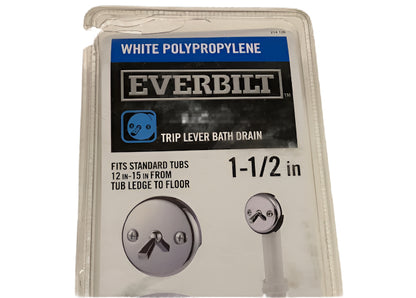 Everbilt Trip Lever 1-1/2 in. White Poly Pipe Bath Waste and Overflow Drain in Chrome