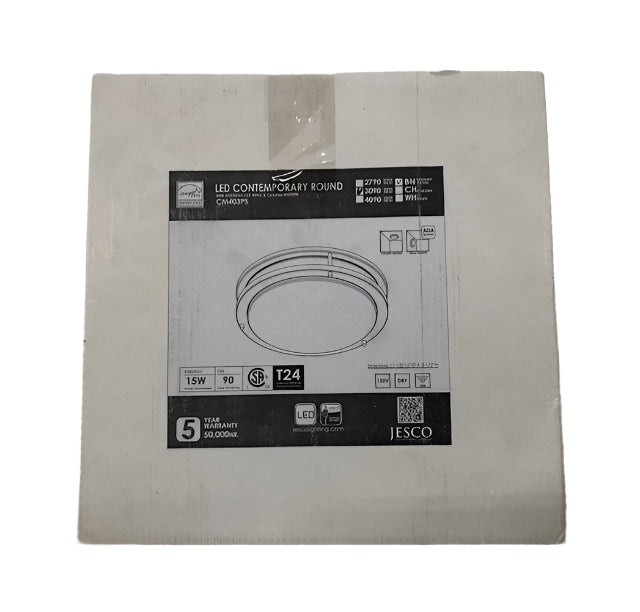 Jesco CM403RA-S-3090-BN 12 in. 15W 3000K 90CRI Luke Round Double Ring LED Flush Mount Ceiling Light, Brushed Nickel