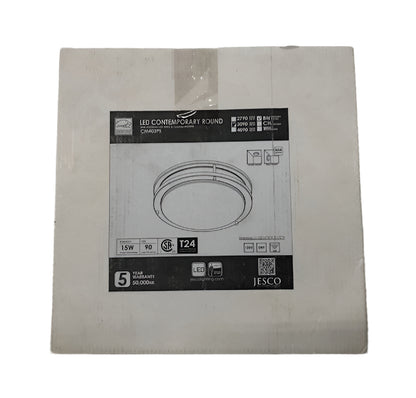 Jesco CM403RA-S-3090-BN 12 in. 15W 3000K 90CRI Luke Round Double Ring LED Flush Mount Ceiling Light, Brushed Nickel