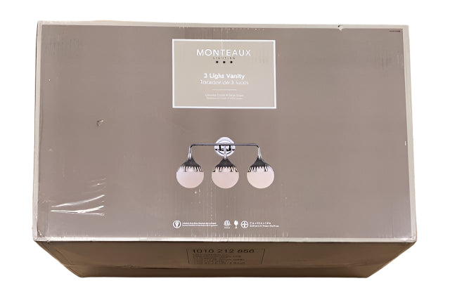 Monteaux Lighting 3-Light Chrome Bathroom Vanity Light Fixture with Opal Glass Shades