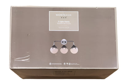 Monteaux Lighting 3-Light Chrome Bathroom Vanity Light Fixture with Opal Glass Shades
