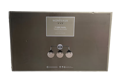 Monteaux Lighting 3-Light Chrome Bathroom Vanity Light Fixture with Opal Glass Shades