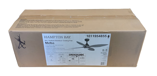 Hampton Bay Melba 54 in. Indoor/Outdoor Matte Black Ceiling Fan with Remote and White Color Changing Integrated LED