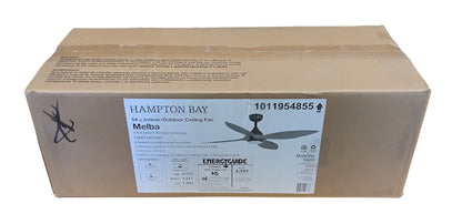 Hampton Bay Melba 54 in. Indoor/Outdoor Matte Black Ceiling Fan with Remote and White Color Changing Integrated LED