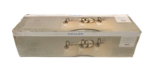 KICHLER Erta 24 in. 3-Light Champagne Bronze Bathroom Vanity Light with Clear Glass Shades