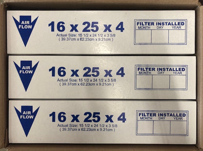 (Pack of 3)  HDX 16 in. x 25 in. x 4 in. Contractor Pleated Air Filter FPR 7, MERV 8
