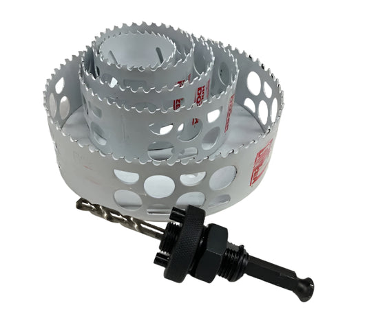 Milwaukee Multi-Size Hole Dozer Bi-Metal Hole Saws w/ 7/16 in. Quick Change Arbor & Pilot Drill Bit