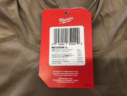 Milwaukee Men's WORKSKIN Sandstone Large Hooded Sun Shirt