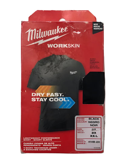 Milwaukee Men's WORKSKIN 2X-Large Black Lightweight Performance Short-Sleeve T-Shirt