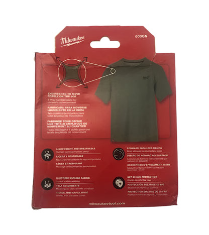 Milwaukee Men's Large Green Cotton/Polyester Short-Sleeve Hybrid Work T-Shirt