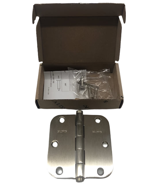 Baldwin 1135.I 3-1/2" Wide Plain Bearing 5/8" Radius Corner Mortise Door Hinge from the Estate Collection - Single Hinge Lifetime Satin Nickel Door